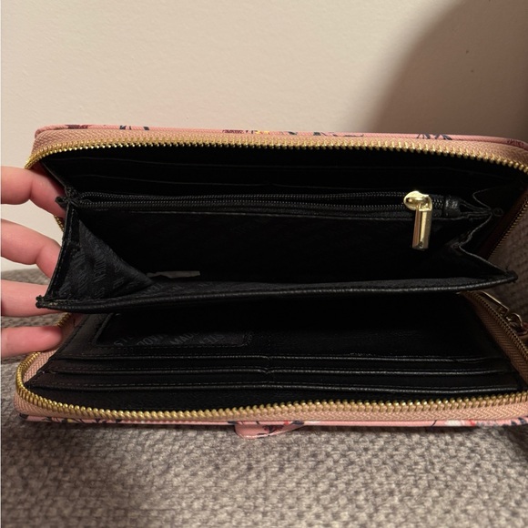 Steve Madden Pink Floral Wallet with Gold Accents - Picture 3 of 4
